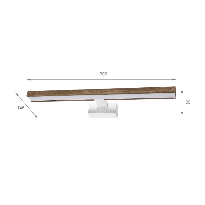 BRILAGI - LED kupatilsko osvetljenje za ogledalo 3u1 WOODY MIRROR 3v1 LED/12W/230V 60 cm IP44 bela/hrast orah