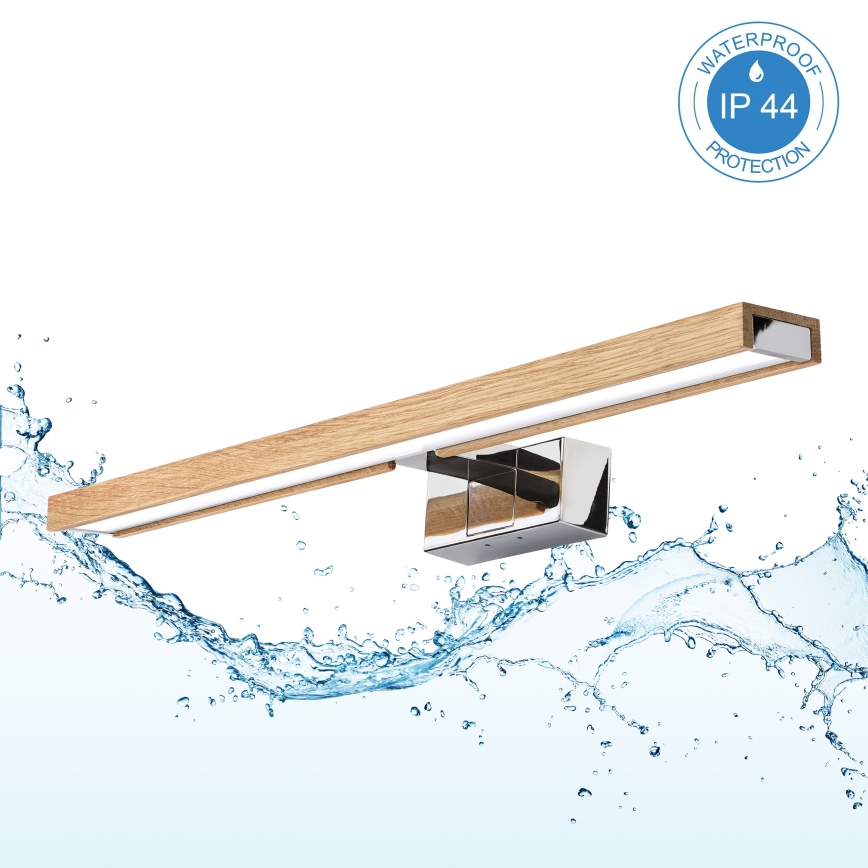 BRILAGI - WOODY MIRROR LED 3u1 osvetljenje za kupatilsko ogledalo LED/12W/230V 60 cm IP44 sjajni hrom/hrast