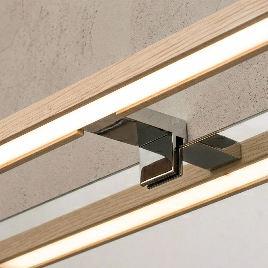 BRILAGI - WOODY MIRROR LED 3u1 osvetljenje za kupatilsko ogledalo LED/12W/230V 60 cm IP44 sjajni hrom/hrast
