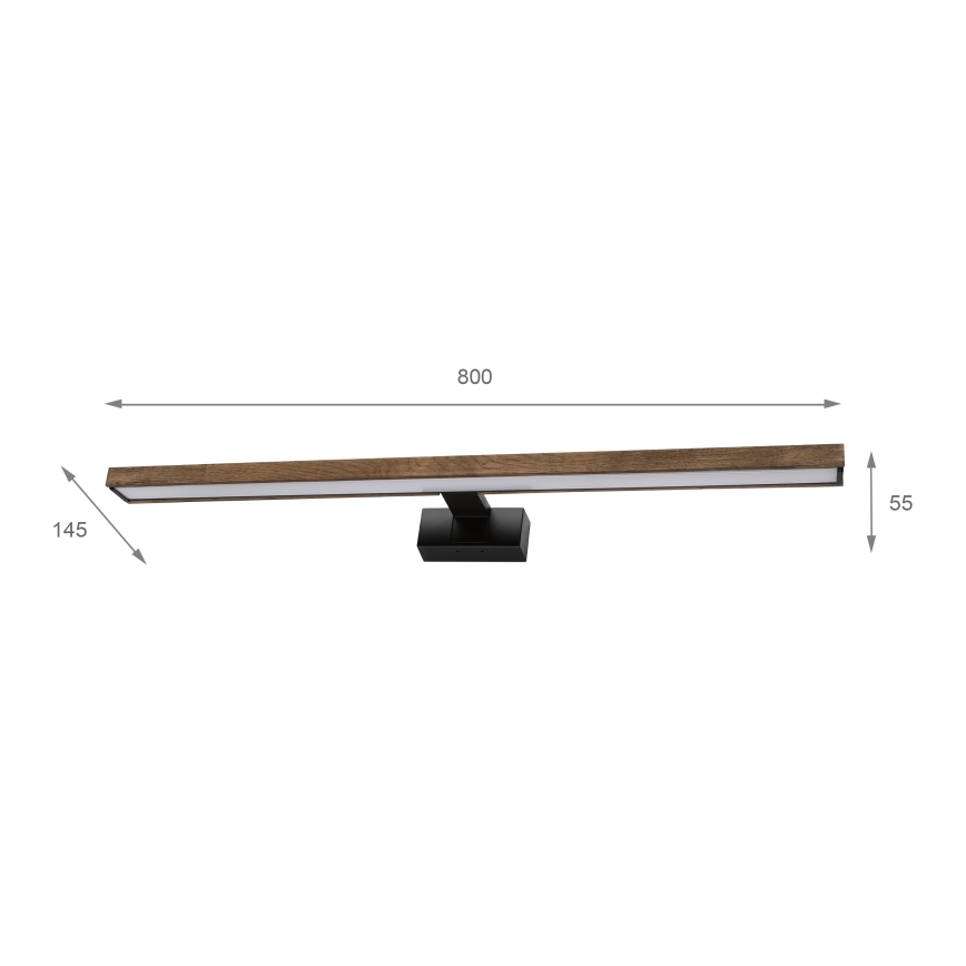 BRILAGI - LED kupatilsko osvetljenje za ogledalo 3u1 WOODY MIRROR LED/15W/230V 80 cm IP44 crna/hrast-orah