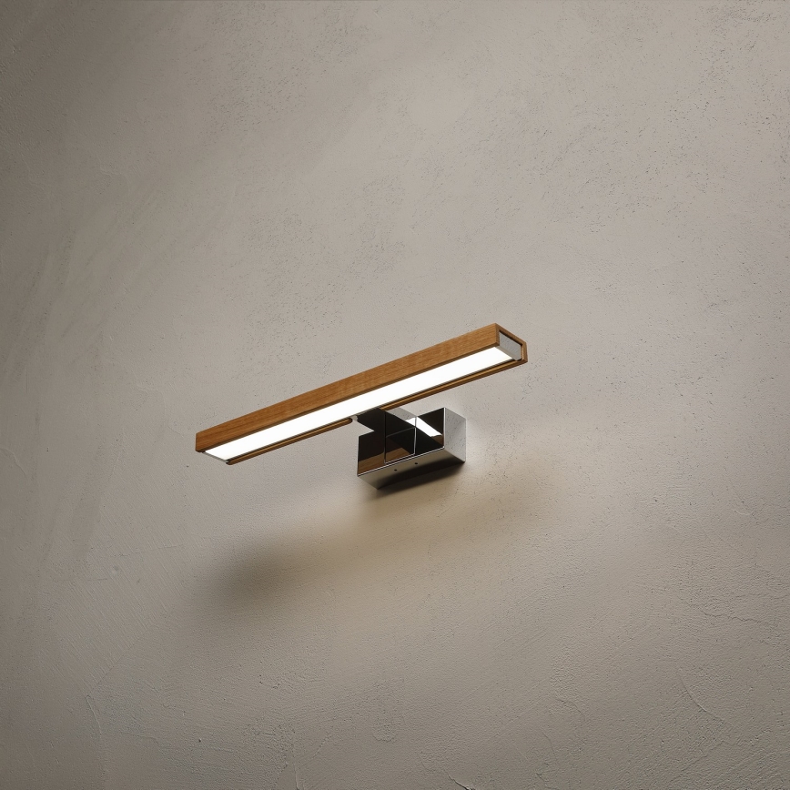 BRILAGI - LED kupatilsko osvetljenje za ogledala 3u1 WOODY MIRROR LED/8W/230V 40 cm IP44 sjajni hrom/hrast