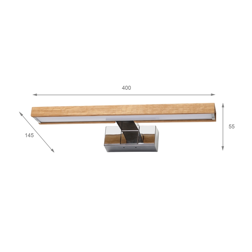BRILAGI - LED kupatilsko osvetljenje za ogledala 3u1 WOODY MIRROR LED/8W/230V 40 cm IP44 sjajni hrom/hrast