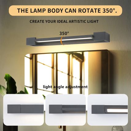 Brilagi - LED osvetljenje za kupatilsko ogledalo AQUA LINE LED/12W/230V 45 cm IP44 antracit CRI 90