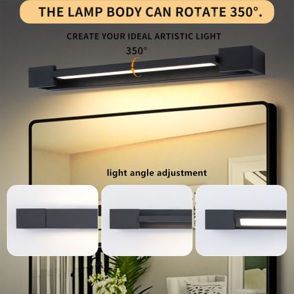 Brilagi - LED osvetljenje za kupatilsko ogledalo AQUA LINE LED/12W/230V 45 cm IP44 crna CRI 90