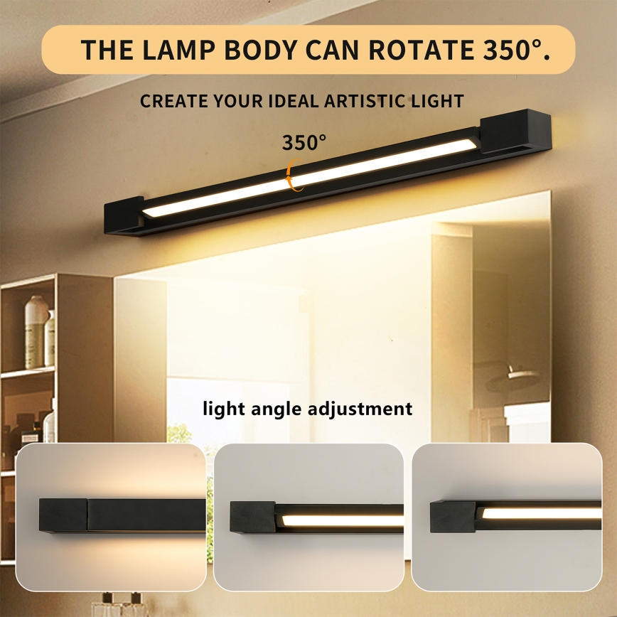 Brilagi - LED osvetljenje za kupatilsko ogledalo AQUA LINE LED/18W/230V 60 cm IP44 crna CRI 90