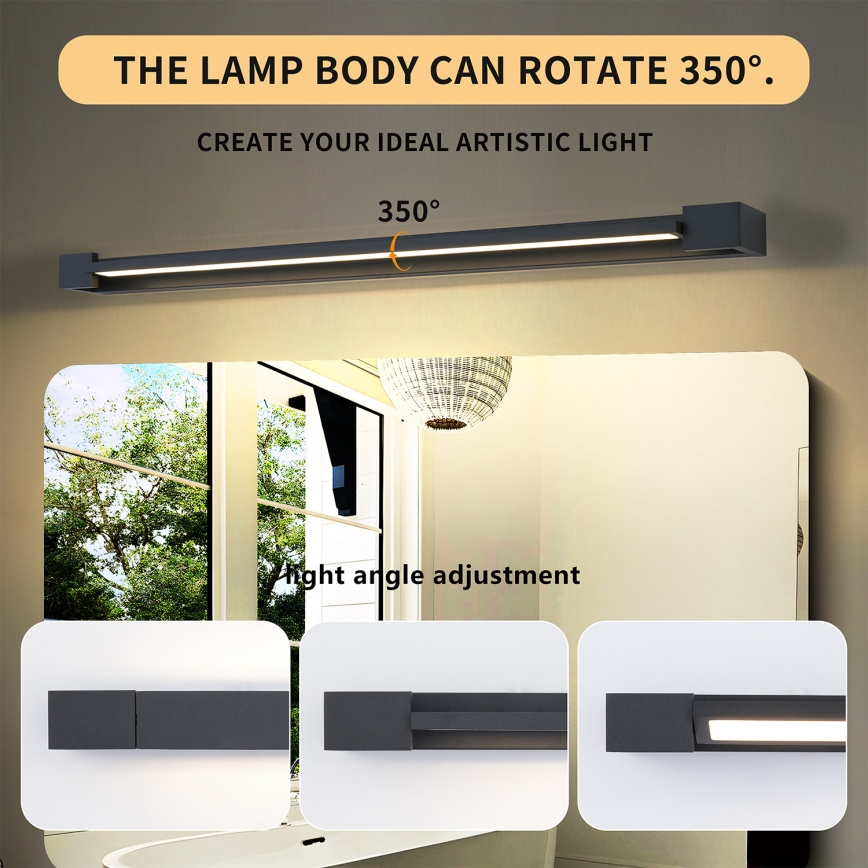Brilagi - LED kupatilsko osvetljenje za ogledalo AQUA LINE LED/24W/230V 90 cm IP44 crna CRI 90