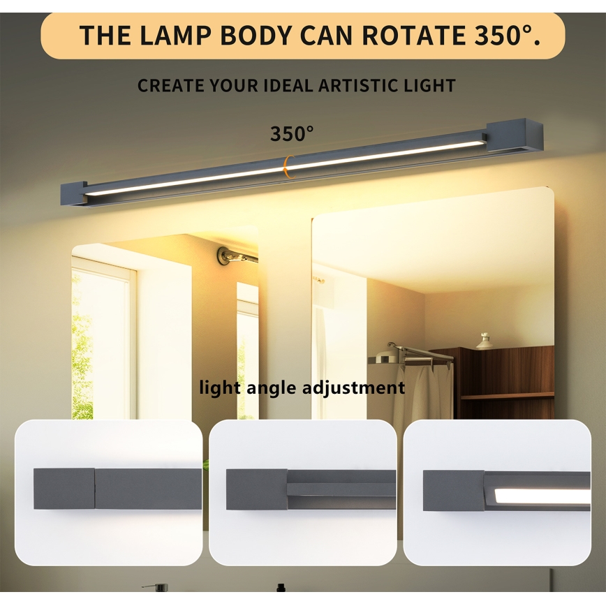 Brilagi - LED osvetljenje za kupatilsko ogledalo AQUA LINE LED/36W/230V 120 cm IP44 antracit CRI 90