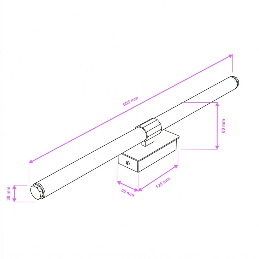 Brilagi - LED kupatilsko osvetljenje za ogledalo DIANA LED/10W/230V 60 cm IP44 crna