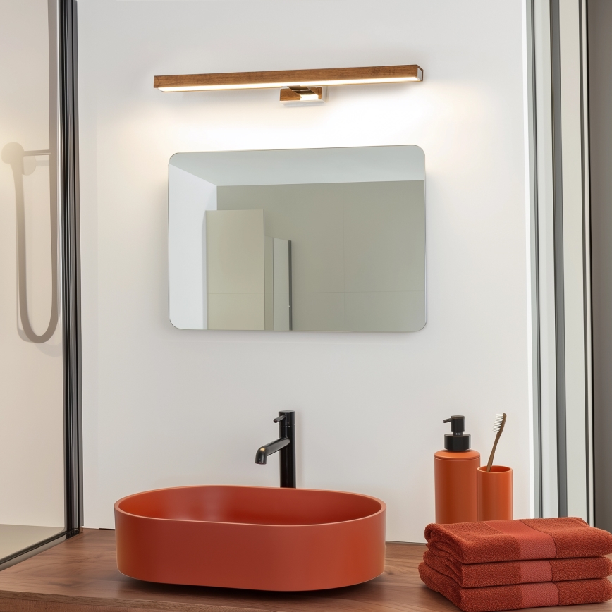 Brilagi - LED kupatilsko osvetljenje za ogledalo WOODY MIRROR LED/12W/230V 60 cm IP44 hrast trešnja/sjajni hrom