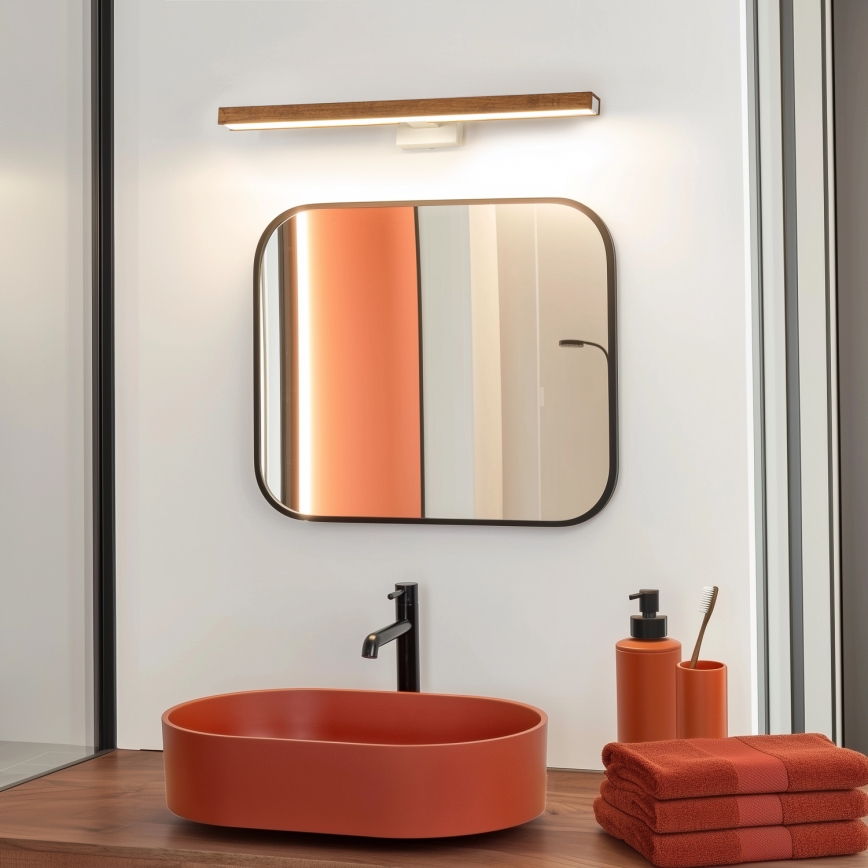Brilagi - LED kupatilsko osvetljenje za ogledalo WOODY MIRROR LED/12W/230V 60 cm IP44 hrast trešnja/bela
