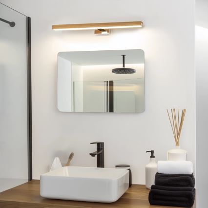Brilagi - LED osvetljenje za kupatilsko ogledalo WOODY MIRROR LED/12W/230V 60 cm IP44 hrast/sjajni hrom