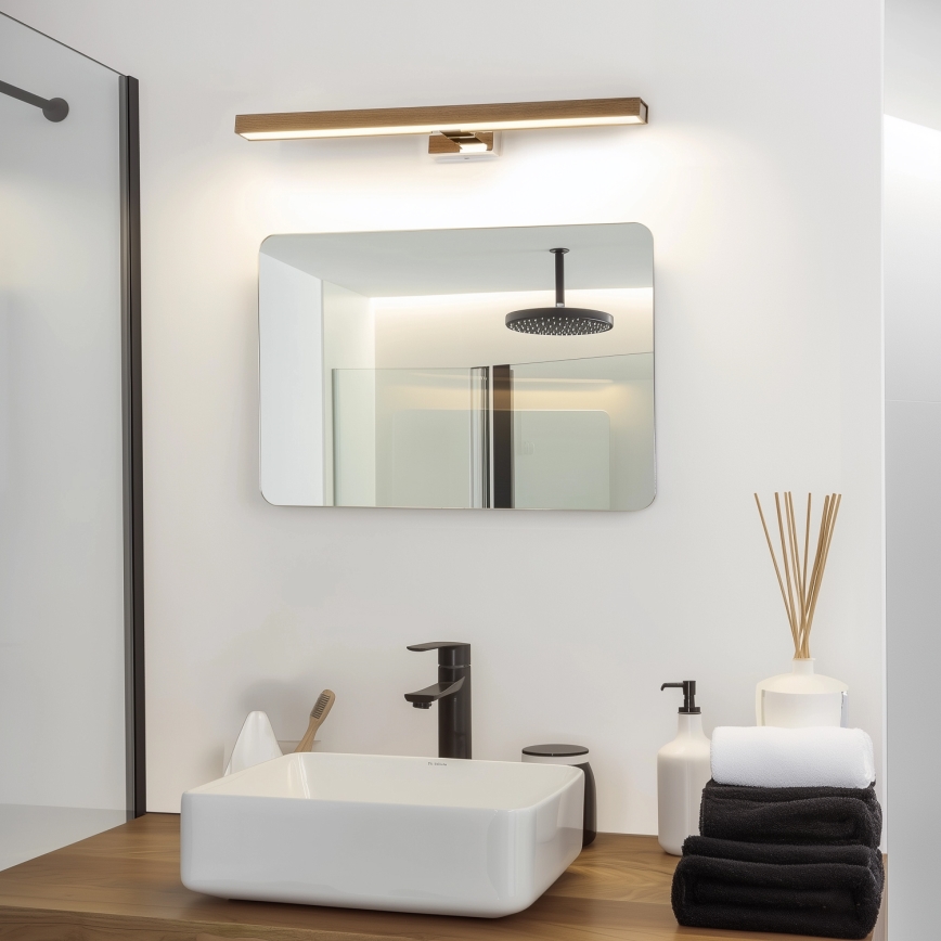 Brilagi - LED osvetljenje za kupatilsko ogledalo WOODY MIRROR LED/12W/230V 60 cm IP44 hrast orah/sjajni hrom