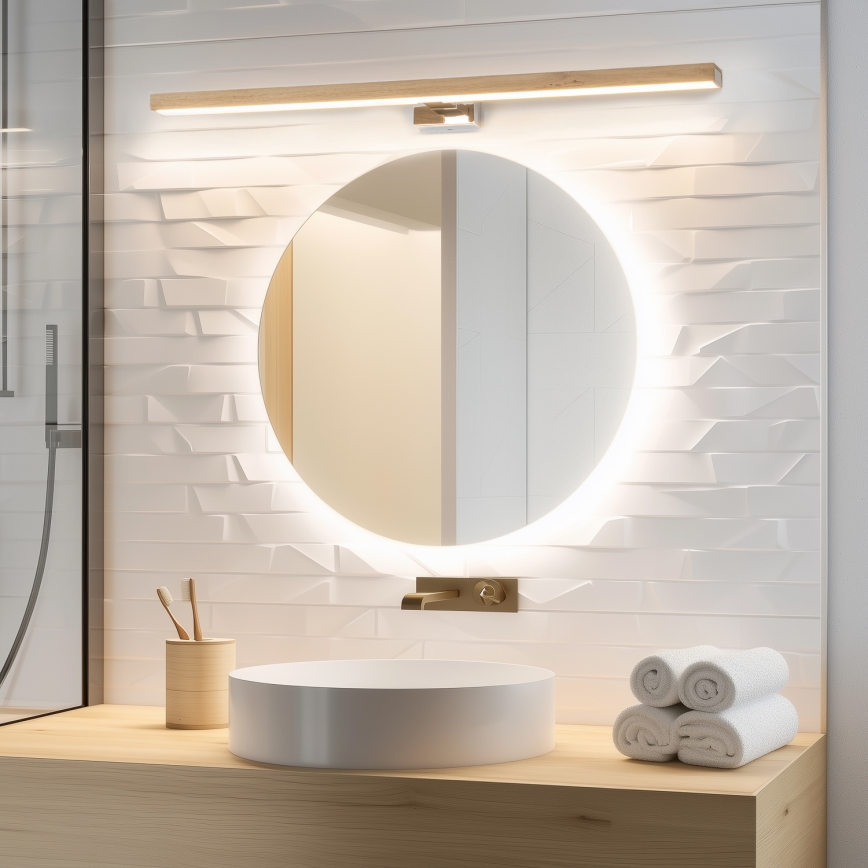 Brilagi - LED rasveta za kupatilsko ogledalo WOODY MIRROR LED/15W/230V 90 cm IP44 hrast/bela