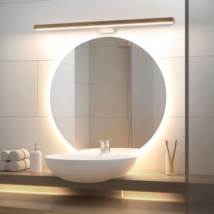 Brilagi - LED kupatilsko osvetljenje za ogledalo WOODY MIRROR LED/15W/230V 90 cm IP44 hrast orah/bela