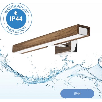 Brilagi - LED kupatilsko osvetljenje za ogledalo WOODY MIRROR LED/8W/230V 40 cm IP44 hrast orah/sjajni hrom