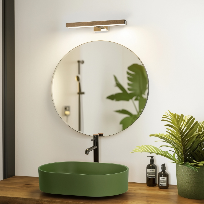BRILAGI - LED kupatilsko osvetljenje za ogledalo WOODY MIRROR LED/8W/230V 40 cm IP44 hrast orah/sjajni hrom