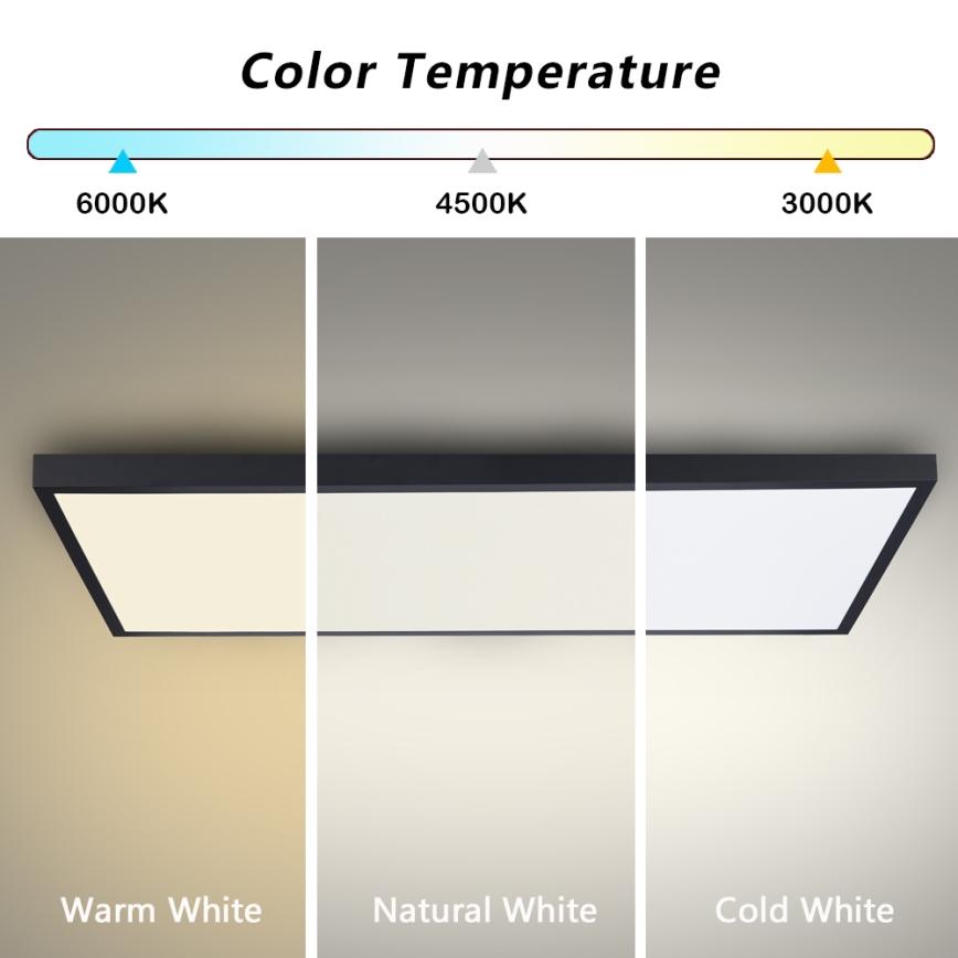 Brilagi - LED kupatilsko plafonsko svetlo FRAME LED/96W/230V 120x60 cm 3000/4000/6000K IP44 crna