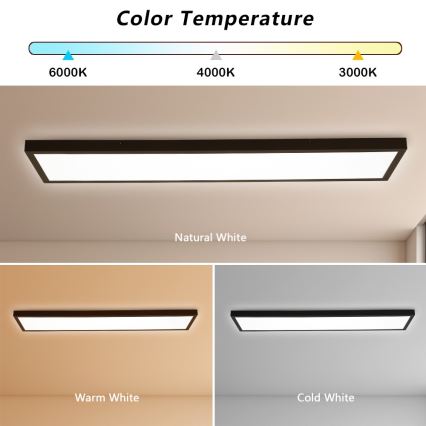 Brilagi - LED kupatilsko plafonsko svetlo FRAME LED/50W/230V 120x30 cm 3000/4000/6000K IP44 crna