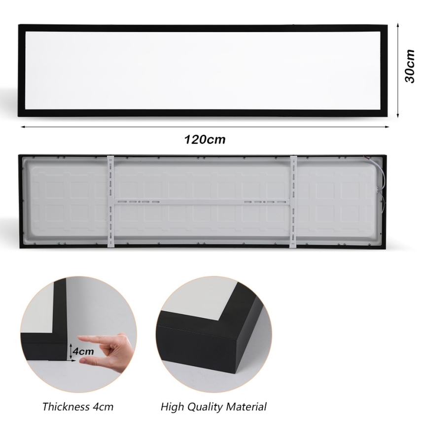 Brilagi - LED kupatilsko plafonsko svetlo FRAME LED/50W/230V 120x30 cm 3000/4000/6000K IP44 crna