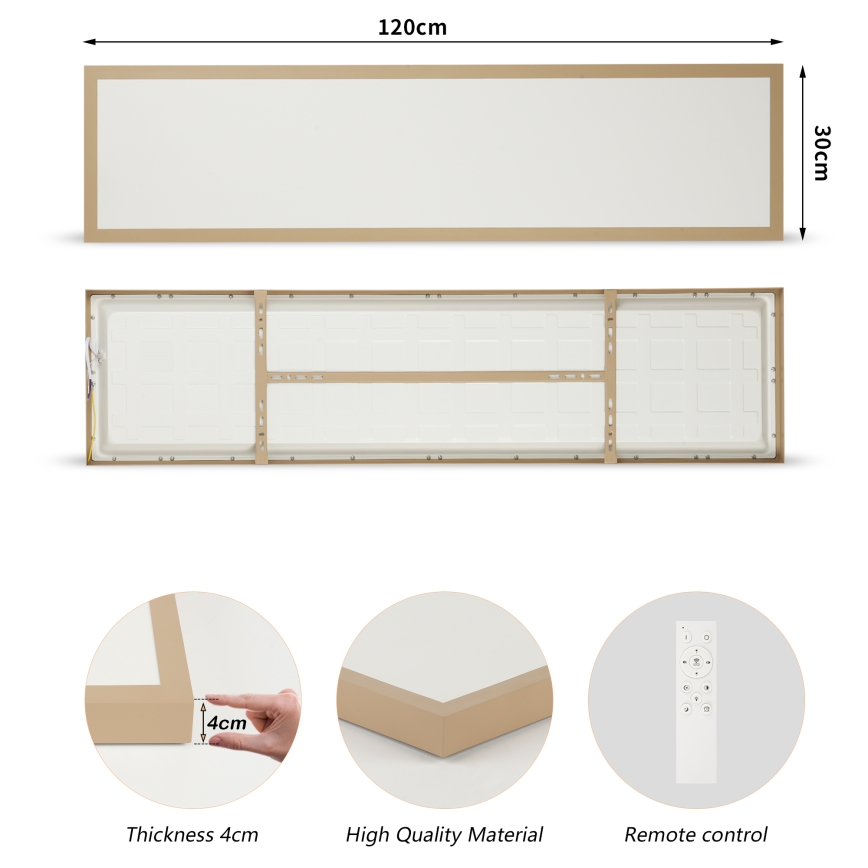 Brilagi - LED prigušiva plafonsko svetlo za kupatilo FRAME SMART LED/50W/230V 120x30 cm 3000-6000K IP44 bež + daljinski upravljač