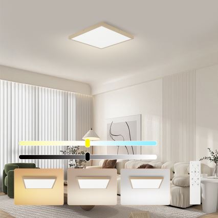 Brilagi - LED prigušiva plafonska svetiljka za kupatilo FRAME SMART LED/50W/230V 60x60 cm 3000-6000K IP44 bež + daljinski upravljač