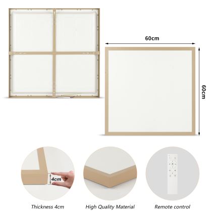 Brilagi - LED prigušiva plafonska svetiljka za kupatilo FRAME SMART LED/50W/230V 60x60 cm 3000-6000K IP44 bež + daljinski upravljač