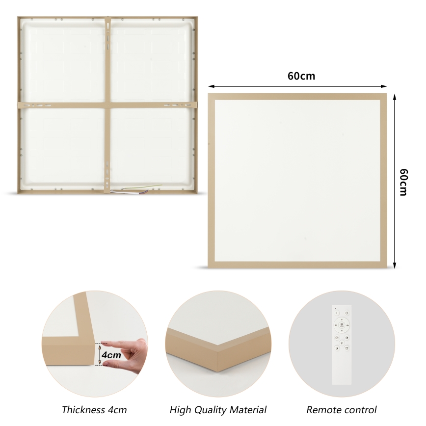 Brilagi - LED prigušiva plafonska svetiljka za kupatilo FRAME SMART LED/50W/230V 60x60 cm 3000-6000K IP44 bež + daljinski upravljač