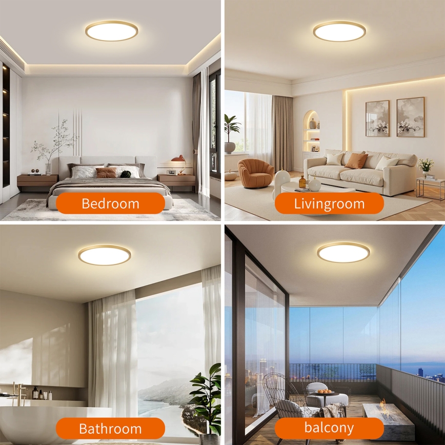 Brilagi - LED plafonsko svetlo za kupatilo ULTRA SLIM LED/18W/230V Ø 30 cm zlatna IP54