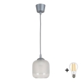 BRILAGI - LED luster na kablu RETRO GLASS 1xE27/60W/230V Ø 14 cm srebrna/bela