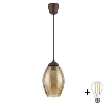 BRILAGI - LED luster na kablu RETRO GLASS 1xE27/60W/230V Ø 17 cm smeđa/dimna bež