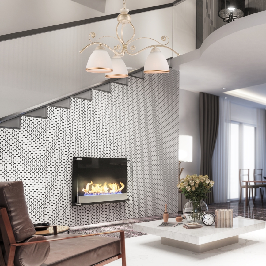 Brilagi - LED luster na lancu ANTICO 3xE27/60W/230V 3000K bela patina