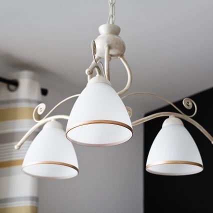 Brilagi - LED luster na lancu ANTICO 3xE27/60W/230V 3000K bela patina