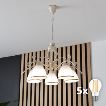 Brilagi - LED luster na lancu ANTICO 5xE27/60W/230V 3000K bela patina