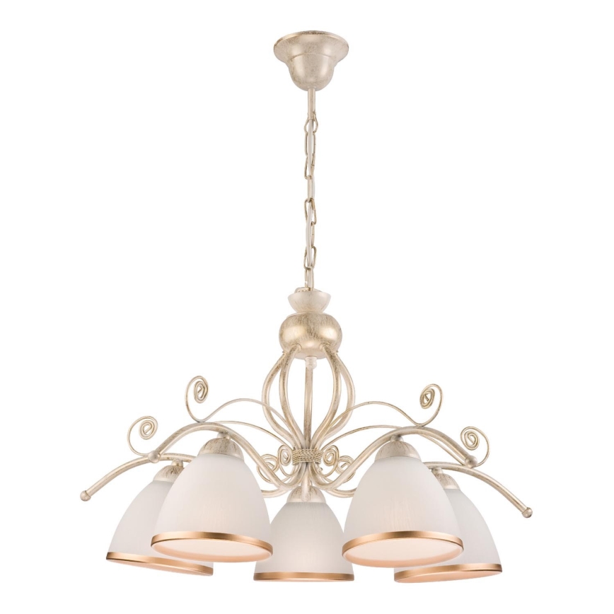 Brilagi - LED luster na lancu ANTICO 5xE27/60W/230V 3000K bela patina