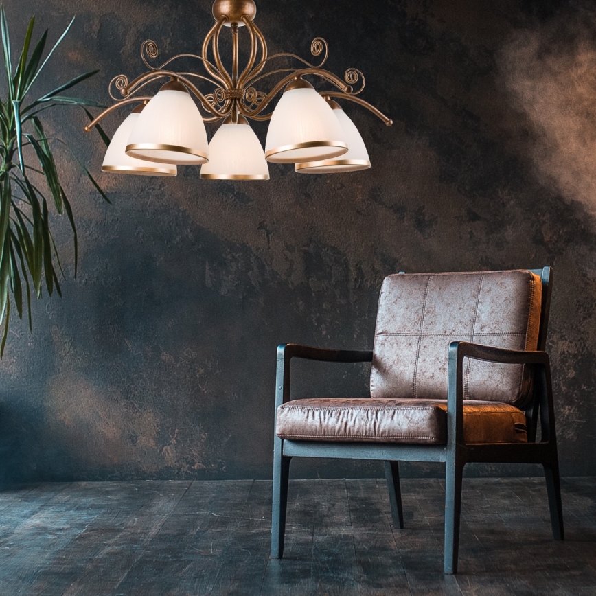 Brilagi - LED luster na lancu ANTICO 5xE27/60W/230V bronza patina