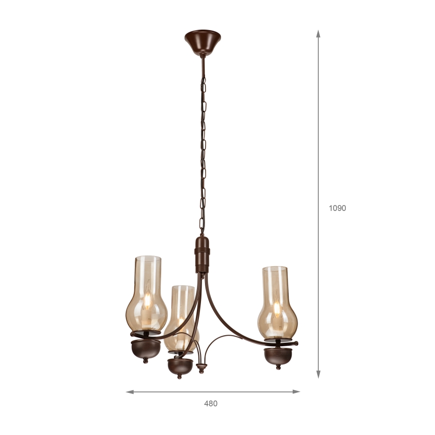 Brilagi - LED luster na lancu COTTAGE 3xE14/40W/230V bukva/braon/dimljeno bež