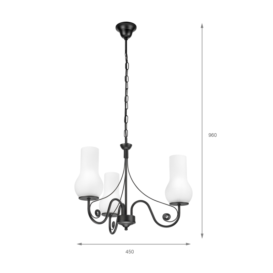 Brilagi - LED luster na lancu COTTAGE 3xE14/40W/230V crna/bela