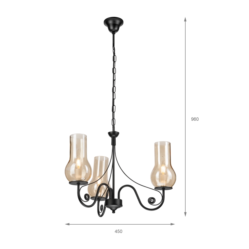 Brilagi - LED luster na lancu COTTAGE 3xE14/40W/230V crna/braon