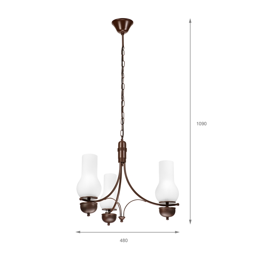 Brilagi - LED luster na lancu COTTAGE 3xE14/40W/230V hrast/bela