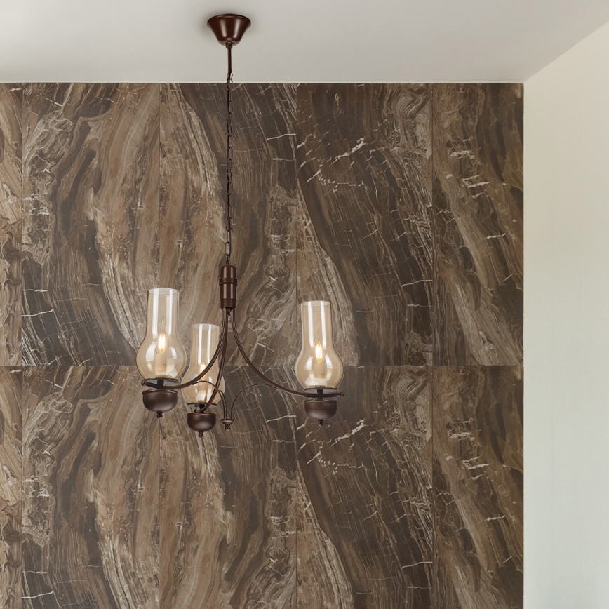 Brilagi - LED luster na lancu COTTAGE 3xE14/40W/230V hrast/braon