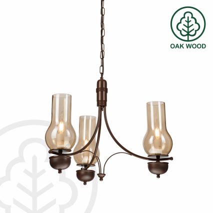 Brilagi - LED luster na lancu COTTAGE 3xE14/40W/230V hrast/braon