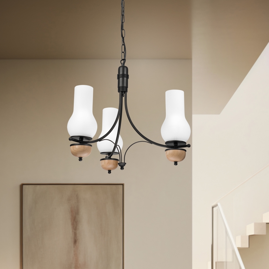 Brilagi - LED luster na lancu COTTAGE 3xE14/40W/230V hrast/crna/bela