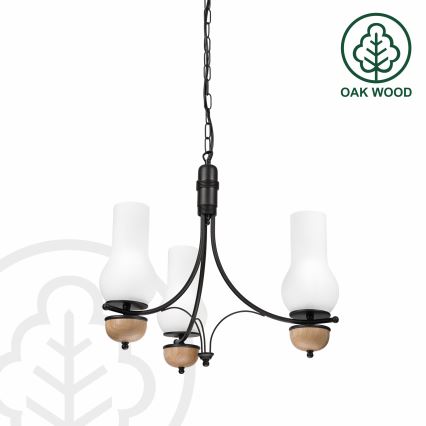 Brilagi - LED luster na lancu COTTAGE 3xE14/40W/230V hrast/crna/bela
