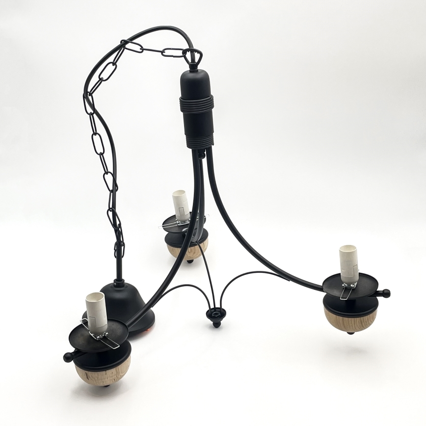 Brilagi - LED luster na lancu COTTAGE 3xE14/40W/230V hrast/crna/bela