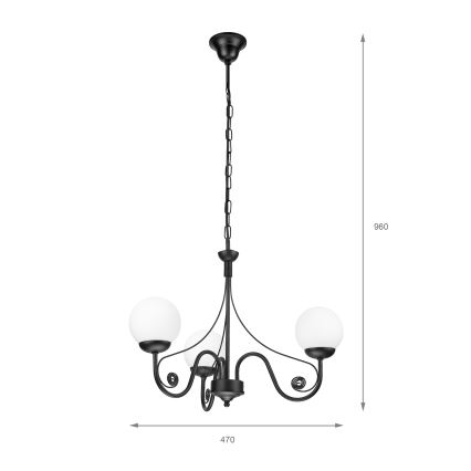 Brilagi - LED luster na lancu COTTAGE 3xG9/40W/230V crna/bela