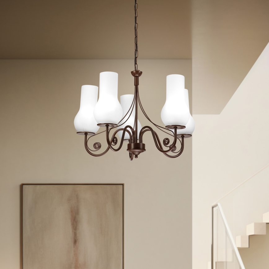 Brilagi - LED luster na lancu COTTAGE 5xE14/40W/230V braon/bela