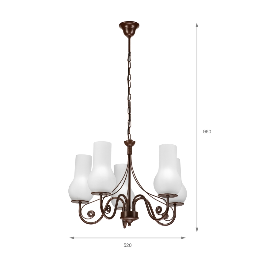 Brilagi - LED luster na lancu COTTAGE 5xE14/40W/230V braon/bela