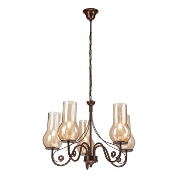 Brilagi - LED luster na lancu COTTAGE 5xE14/40W/230V braon