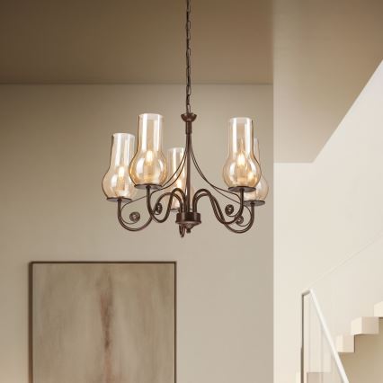Brilagi - LED luster na lancu COTTAGE 5xE14/40W/230V braon