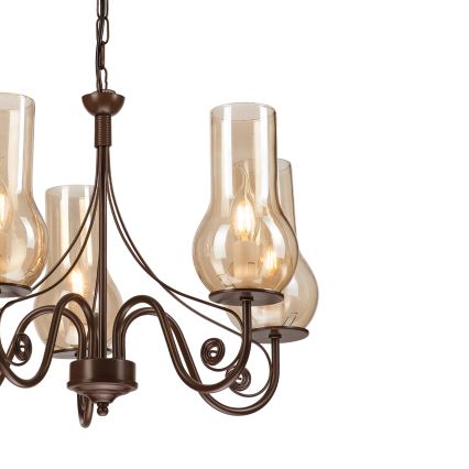 Brilagi - LED luster na lancu COTTAGE 5xE14/40W/230V braon